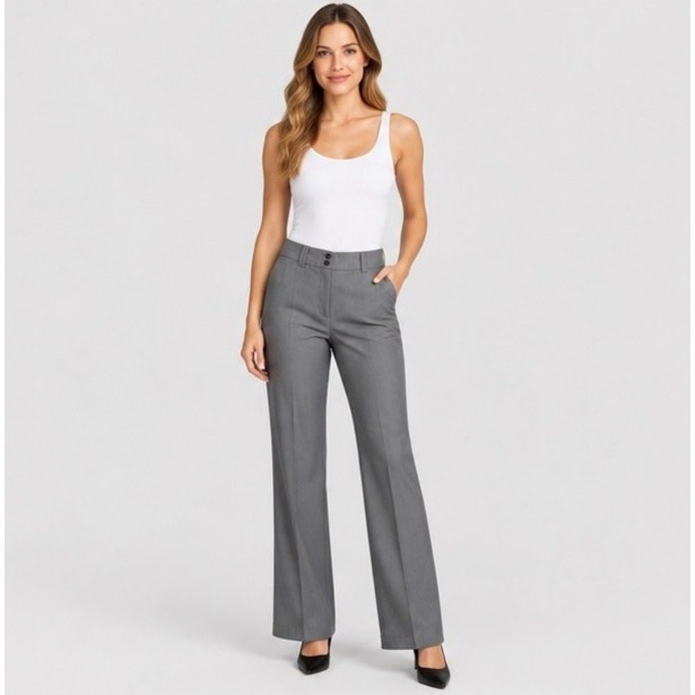 Ann Taylor LOFT Women 6 Gray Dress Pants Trousers Wide Leg Office Siren Business